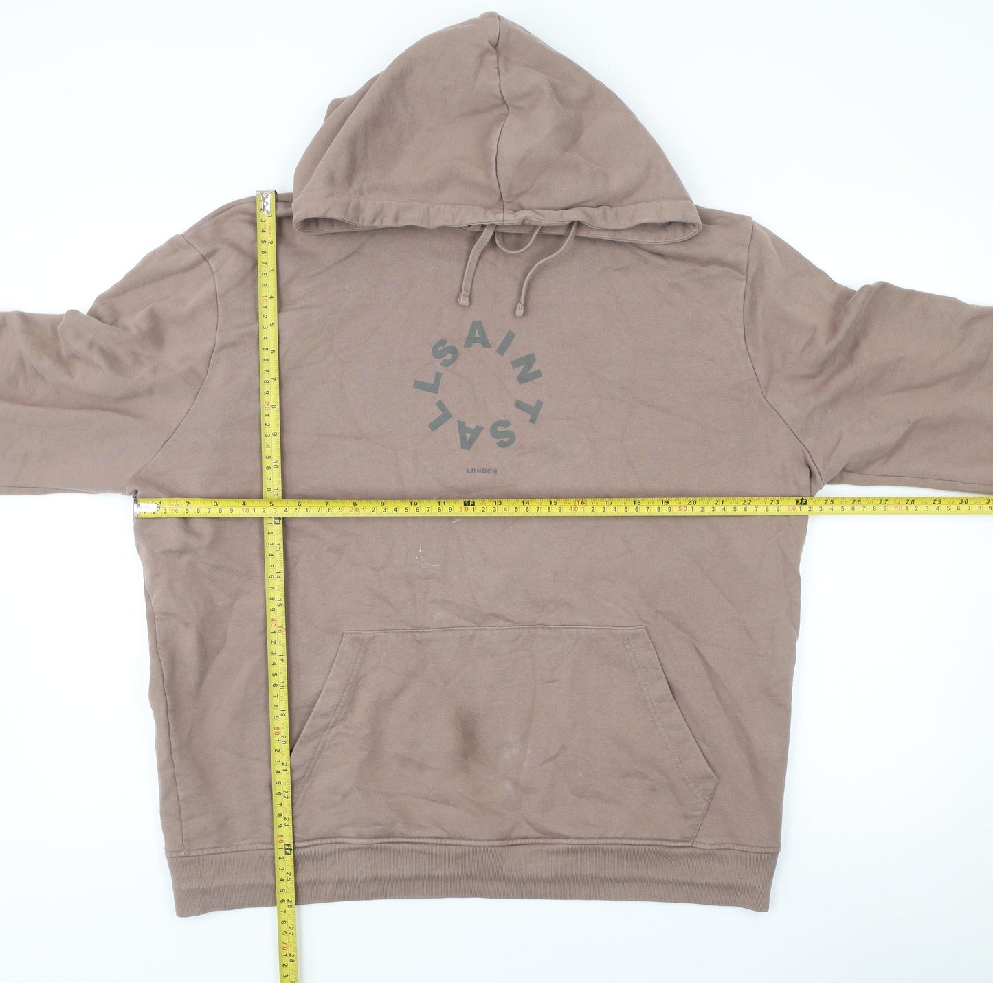 AllSaints Men’s Brown Hoodie Medium Pullover Logo Graphic Cotton