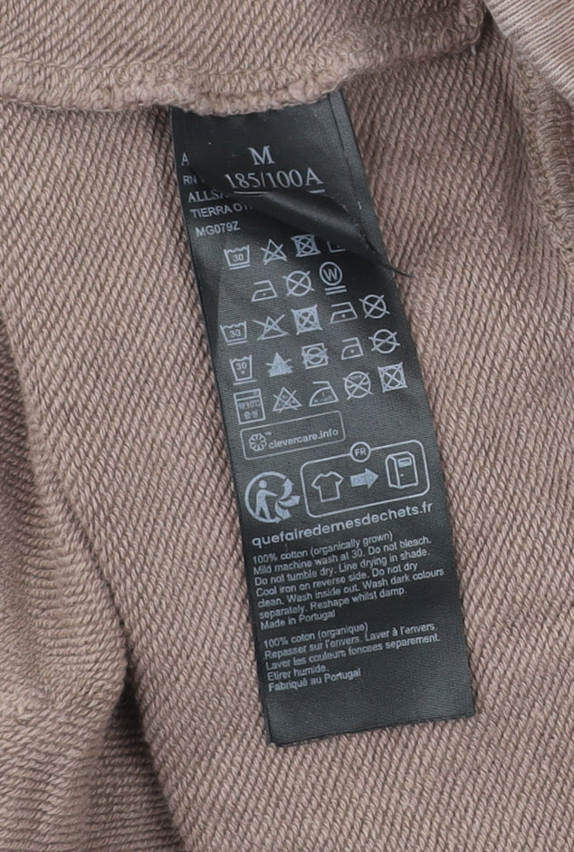 AllSaints Men’s Brown Hoodie Medium Pullover Logo Graphic Cotton