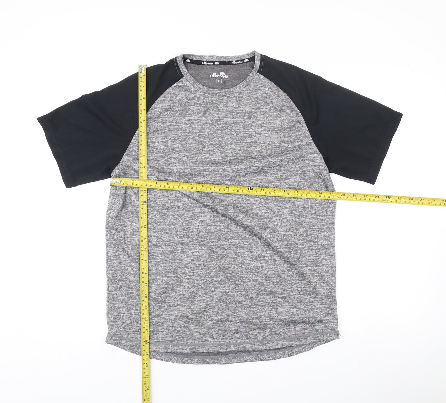 Ellesse Men’s Grey Black Raglan Sleeve Jersey T-Shirt Size L