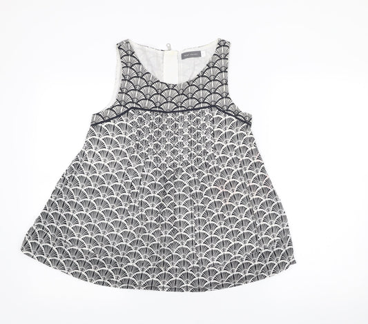 Mint Velvet Womens Black Geometric Sleeveless Tunic Blouse Size 8