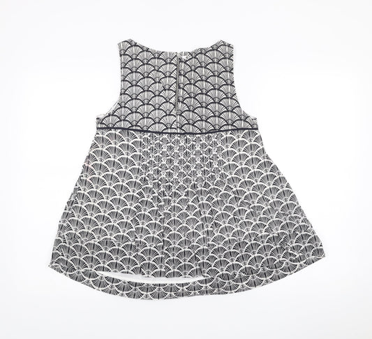 Mint Velvet Womens Black Geometric Sleeveless Tunic Blouse Size 8