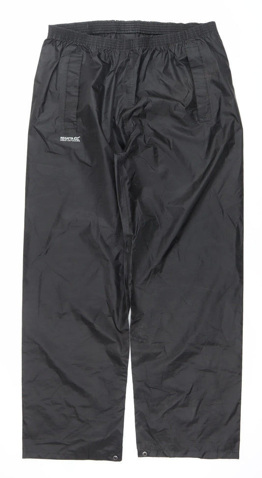 Regatta Mens Black L Waterproof Rain Trousers Hiking Outdoor