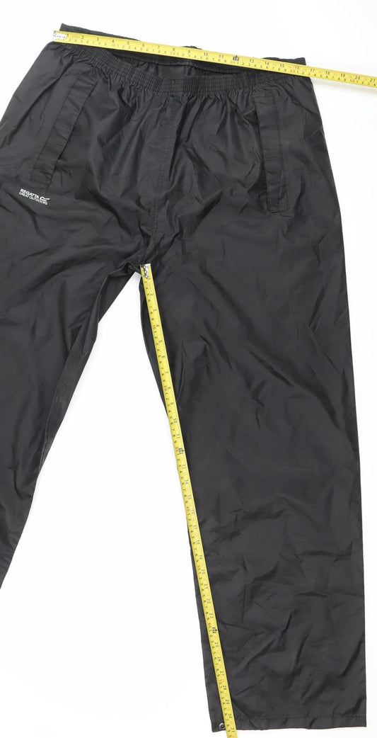 Regatta Mens Black L Waterproof Rain Trousers Hiking Outdoor