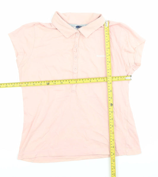 Reebok Women's Pink Polo Shirt Size 10 Short Sleeve Cotton