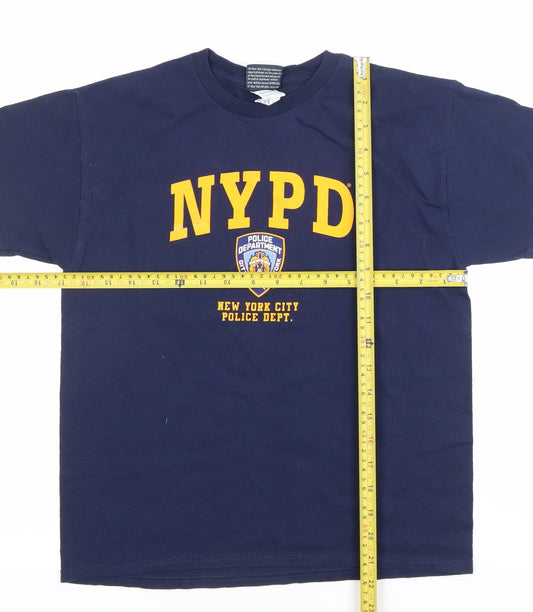 NYPD Boys Blue Graphic Logo T-Shirt Short Sleeve Cotton Size S