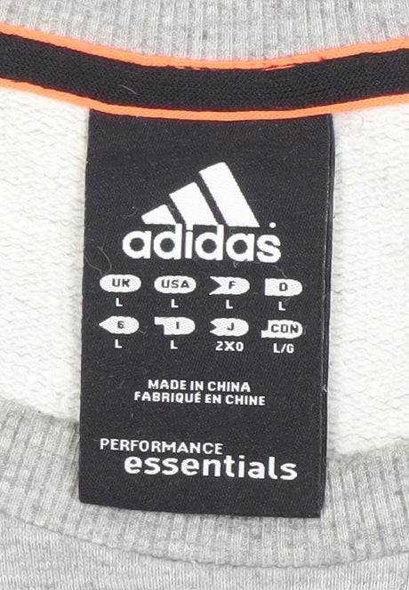 Adidas Men’s Grey L Sweatshirt Pullover Crew Neck Long Sleeve Sports