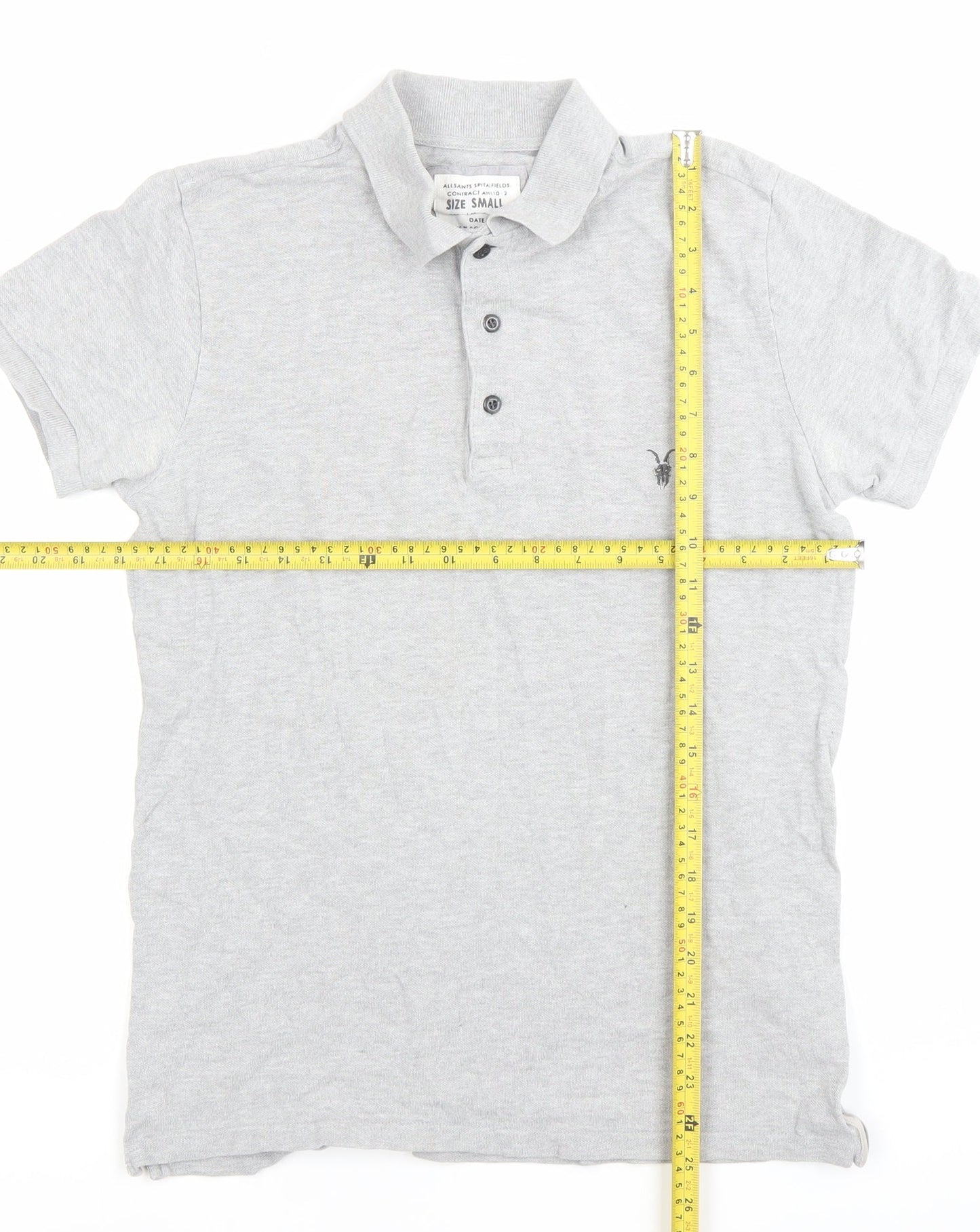 AllSaints Men’s Grey Polo T-Shirt Size Small Slim Fit Cotton