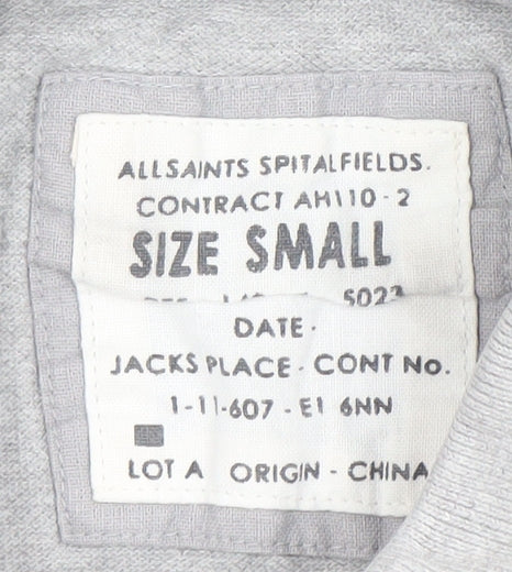 AllSaints Men’s Grey Polo T-Shirt Size Small Slim Fit Cotton