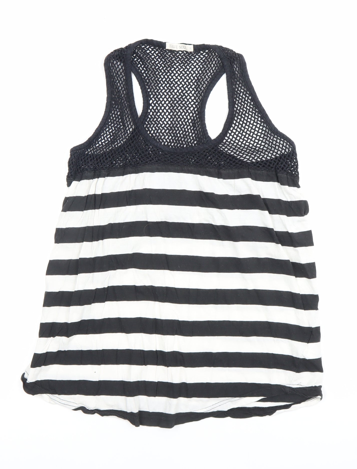 Brave Soul Women's Black White Stripe Racerback Tank Top Size S