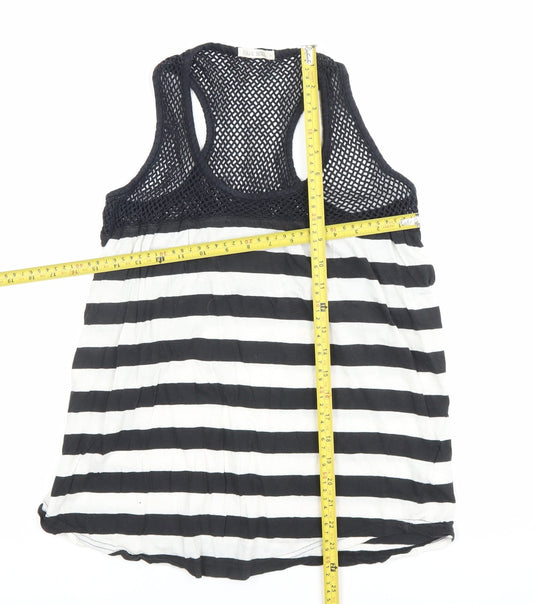 Brave Soul Women's Black White Stripe Racerback Tank Top Size S