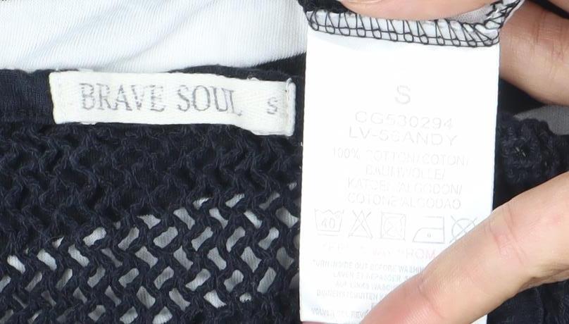 Brave Soul Women's Black White Stripe Racerback Tank Top Size S