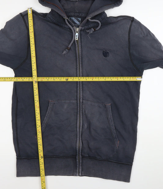 Fat Face Men’s Grey Full Zip Hoodie Size M Cotton Logo Hooded Sweatshirt