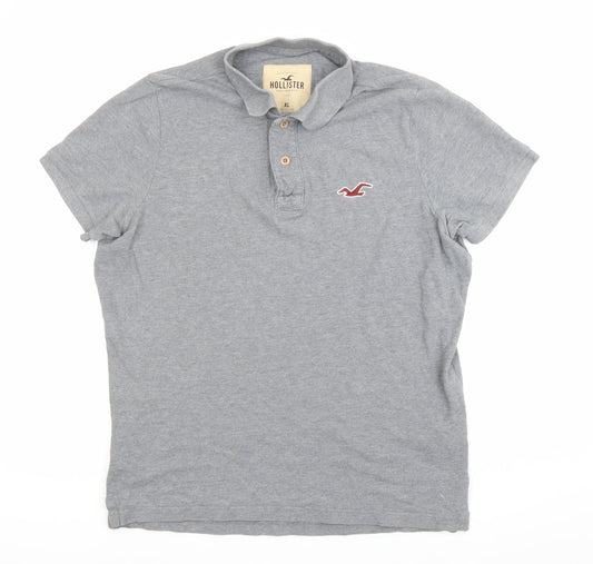 Hollister Men’s Grey Polo Shirt XL Regular Fit Short Sleeve Cotton