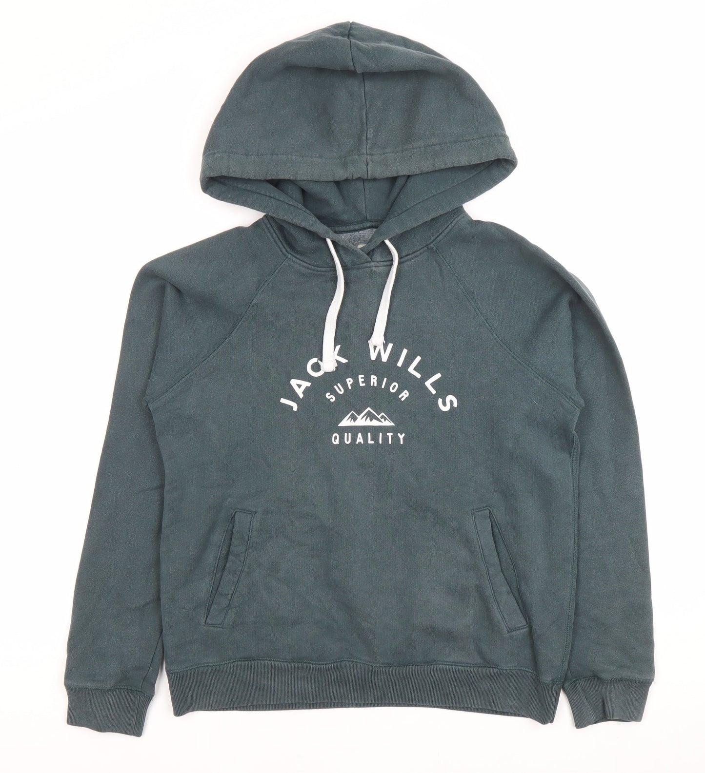Jack Wills Womens Grey Hoodie UK 6 Cotton Blend Logo Pullover