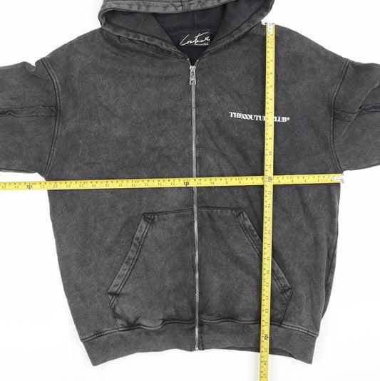 Couture Men’s Black Full Zip Hoodie Size M Cotton Logo Sweatshirt