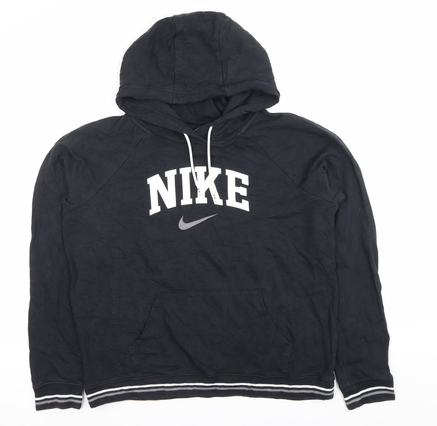Nike Men’s Black Pullover Hoodie M Logo Hooded Sweatshirt