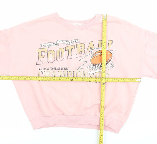 NET Ladies Women’s Pink Football Graphic Pullover Sweatshirt M