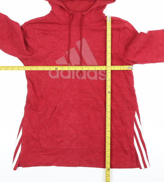 Adidas Womens Red XS Pullover Hoodie Sweatshirt Logo Cotton Blend