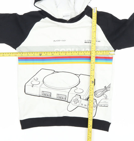 PlayStation Boys Black White Hoodie 9-10 Years Pullover Cotton Gamer Top
