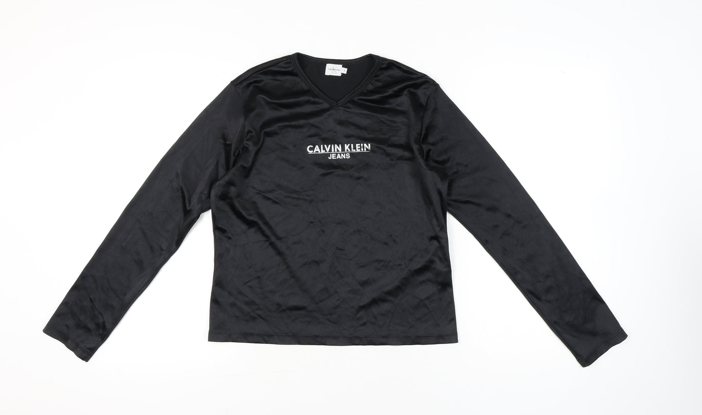 Calvin Klein Women’s Black Long Sleeve V-Neck T-Shirt L