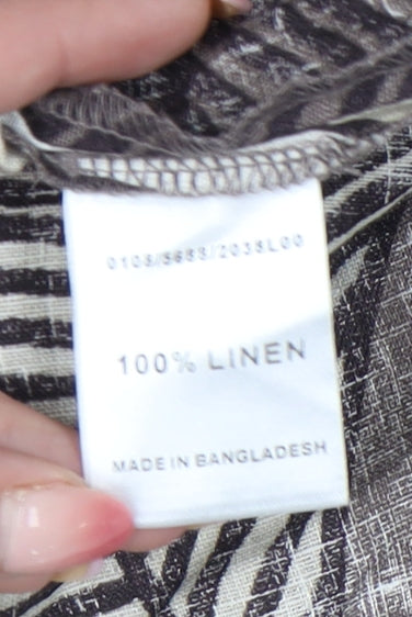 Hobbs Womens Brown Beige Linen Wrap Dress Size 10 Knee Length