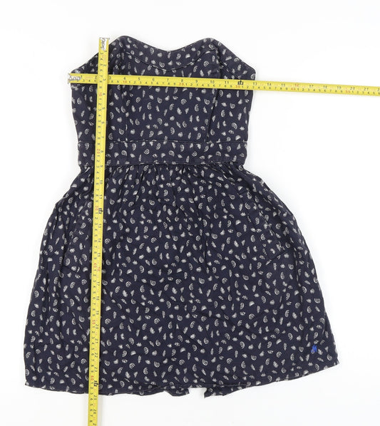 Jack Wills Womens Blue Paisley Strapless Cotton Dress UK 8