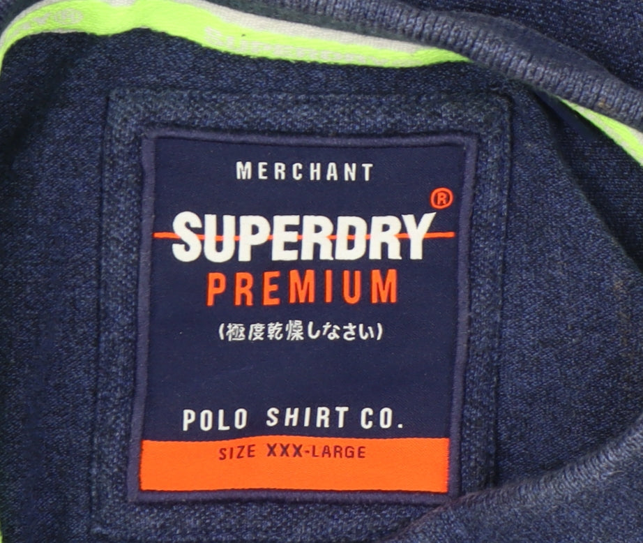 Superdry Men’s Blue 3XL Cotton Short Sleeve Polo Shirt