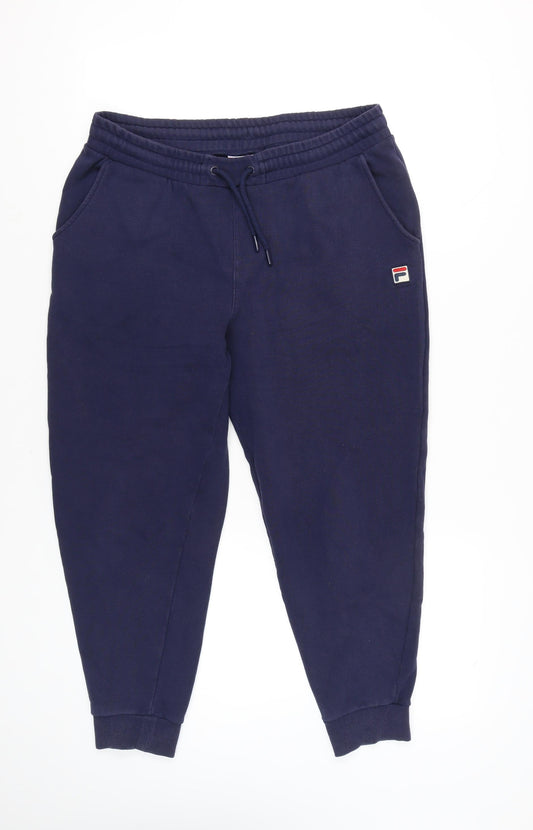 Fila Womens Blue L Jogger Sweatpants Tapered Cotton Blend