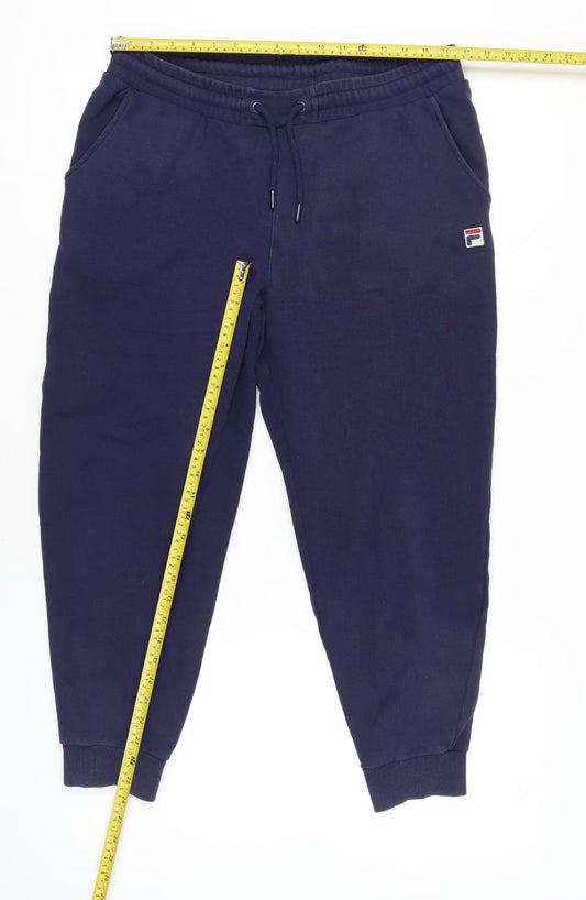 Fila Womens Blue L Jogger Sweatpants Tapered Cotton Blend