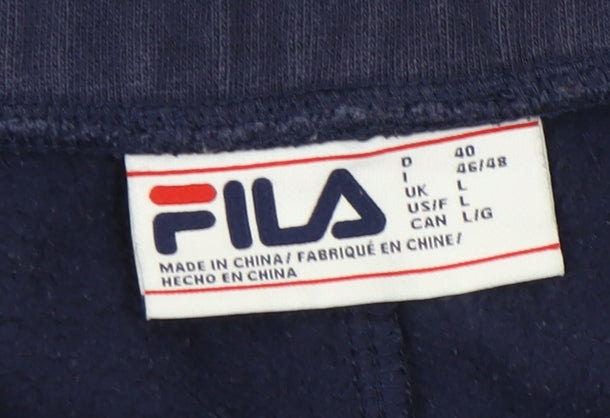 Fila Womens Blue L Jogger Sweatpants Tapered Cotton Blend