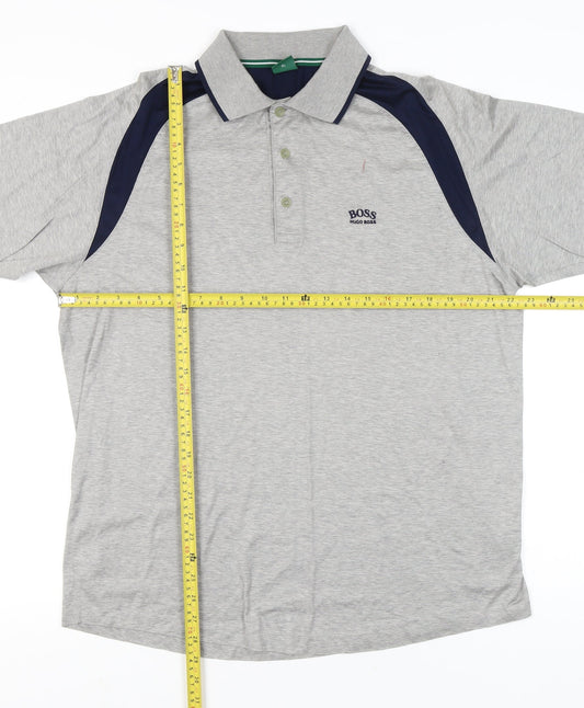 Hugo Boss Men’s Grey XL Polo Shirt Short Sleeve Cotton Blend