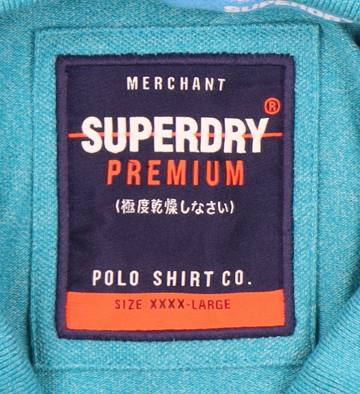 Superdry Men’s Blue 4XL Polo Shirt Embroidered Logo Short Sleeve