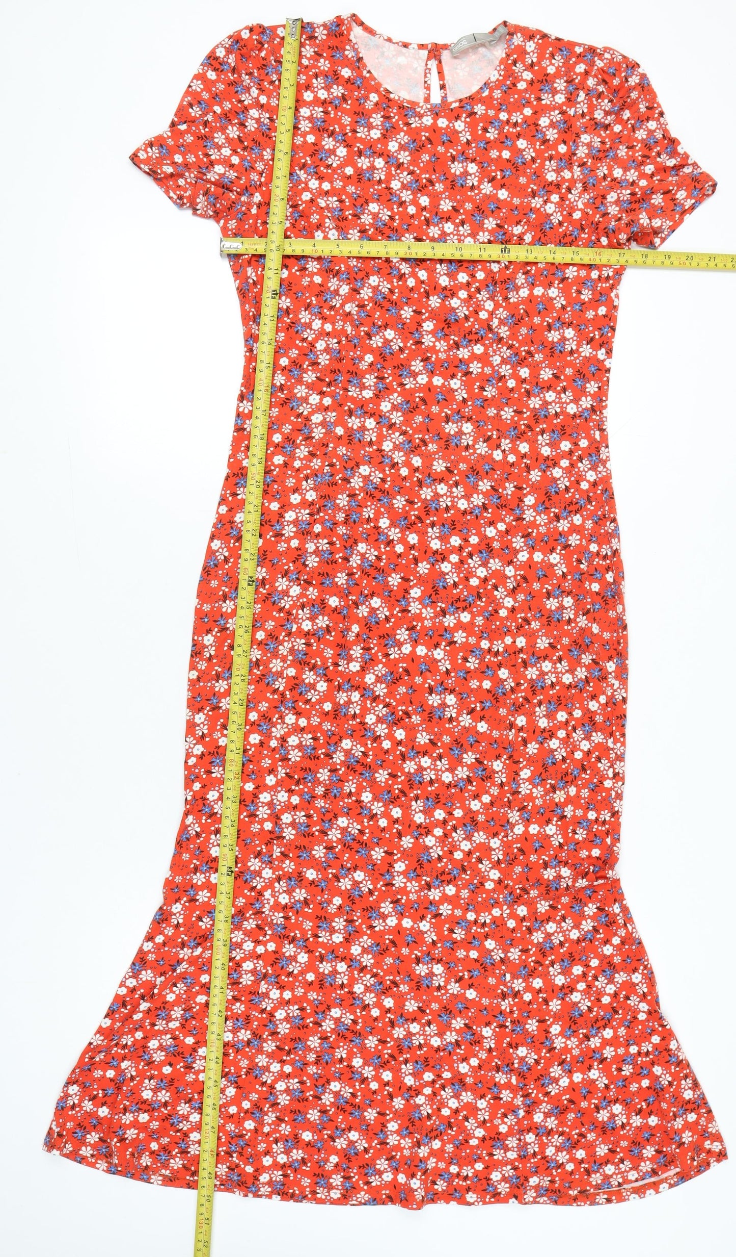 ASOS Women’s Red Floral Midi Fit & Flare Dress Size 14