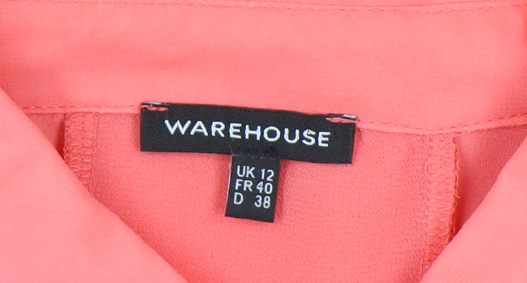 Warehouse Womens Pink Long Sleeve Chiffon Blouse UK 12