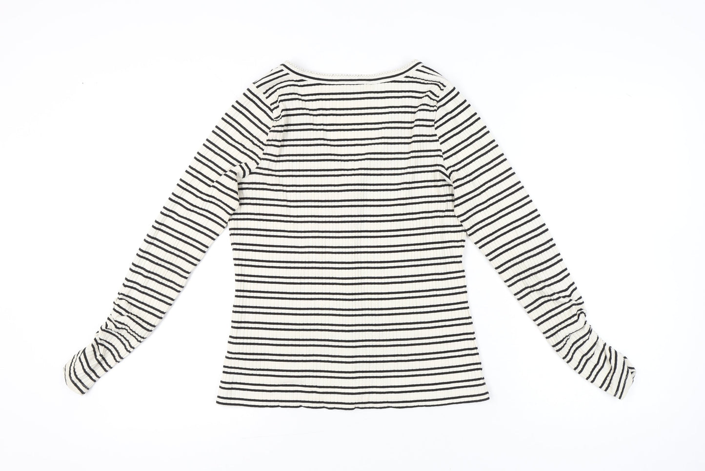 Oliver Bonas Womens Striped Button-Up V-Neck Top Size 12