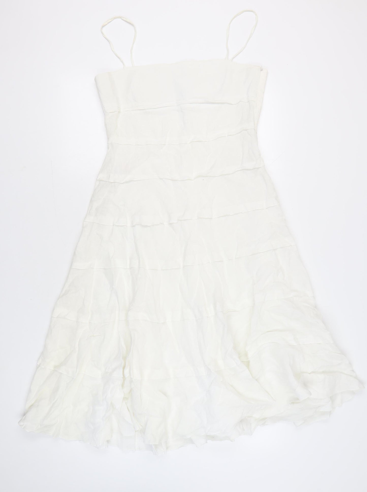 Armani Collezioni Women’s White Midi Slip Dress Size 12 Elegant Formal
