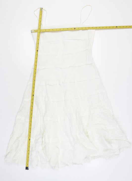 Armani Collezioni Women’s White Midi Slip Dress Size 12 Elegant Formal