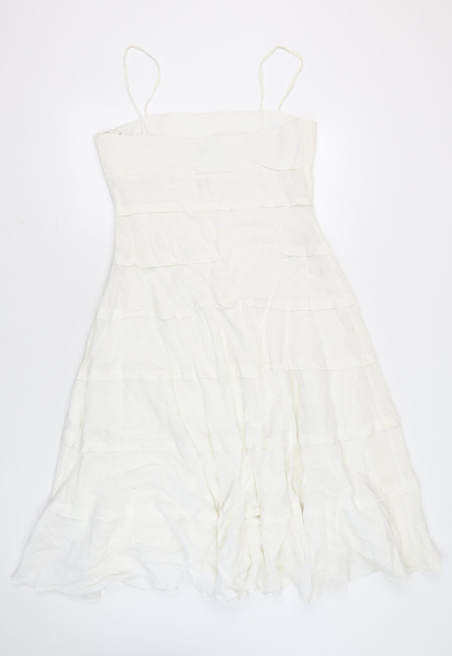Armani Collezioni Women’s White Midi Slip Dress Size 12 Elegant Formal
