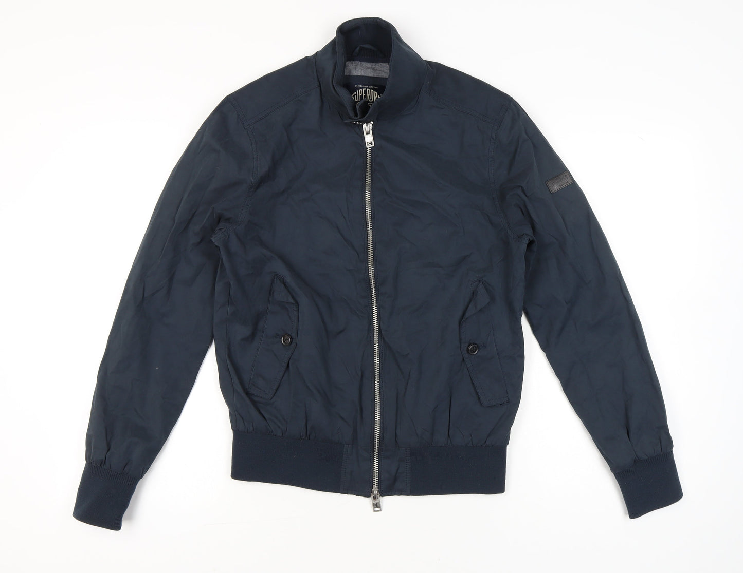 Superdry Men's Blue Bomber Jacket M Full Zip Pockets Casual