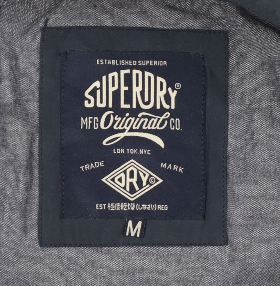 Superdry Men's Blue Bomber Jacket M Full Zip Pockets Casual