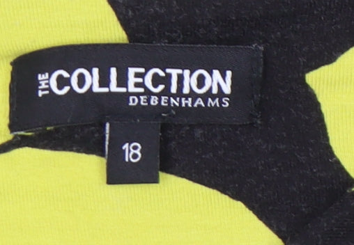 Debenhams Women’s Black Yellow Floral Cowl Neck Tunic Blouse Size 18