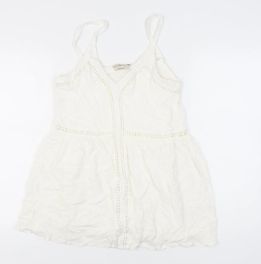 Pull&Bear Womens White Summer Camisole Tank Top Size S Viscose Boho