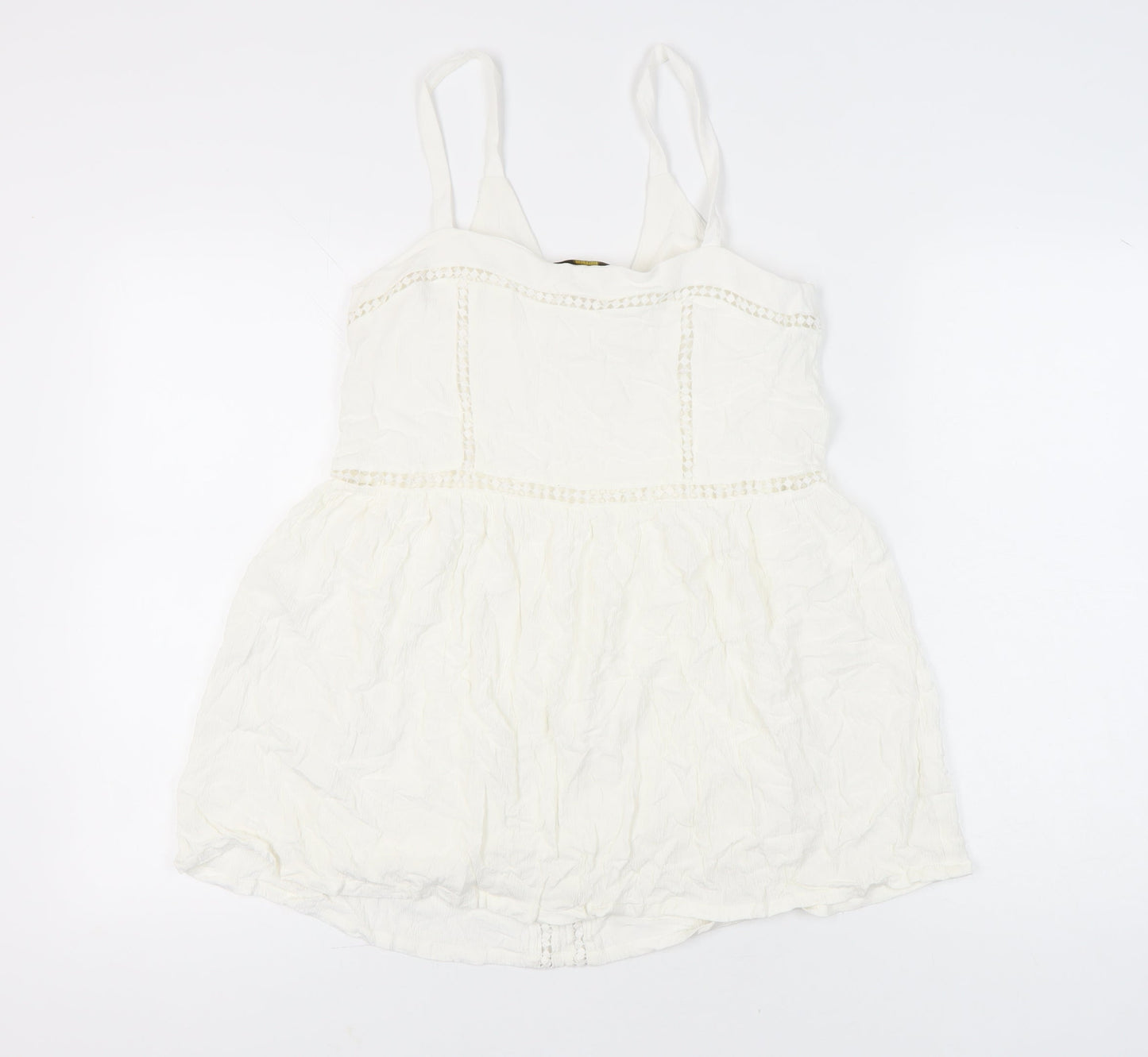 Pull&Bear Womens White Summer Camisole Tank Top Size S Viscose Boho