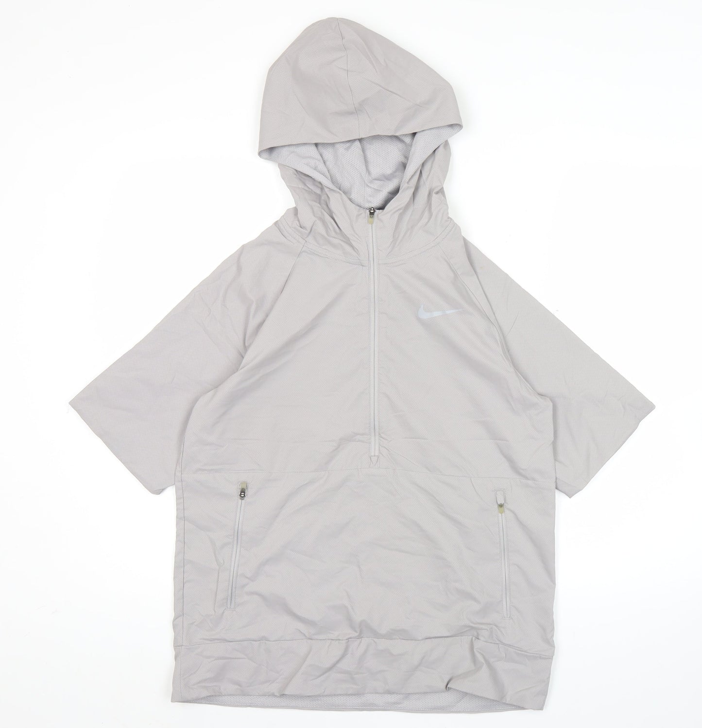 Nike Men's Grey Pullover Hoodie M Short Sleeve Lightweight