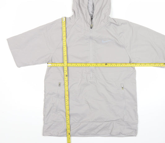 Nike Men's Grey Pullover Hoodie M Short Sleeve Lightweight