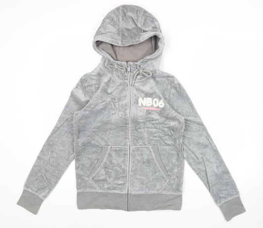 New Balance Womens Grey Hoodie M Full Zip Logo Sportswear