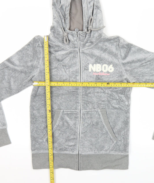 New Balance Womens Grey Hoodie M Full Zip Logo Sportswear
