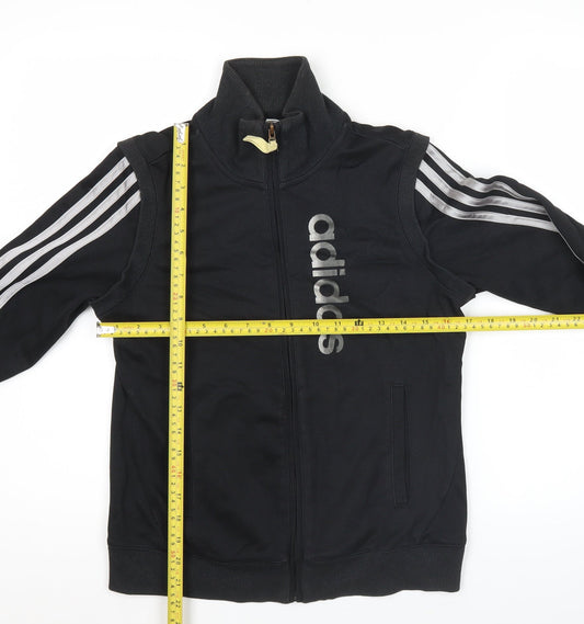 Adidas Womens Black Size 8 Slim Fit Track Jacket Full Zip