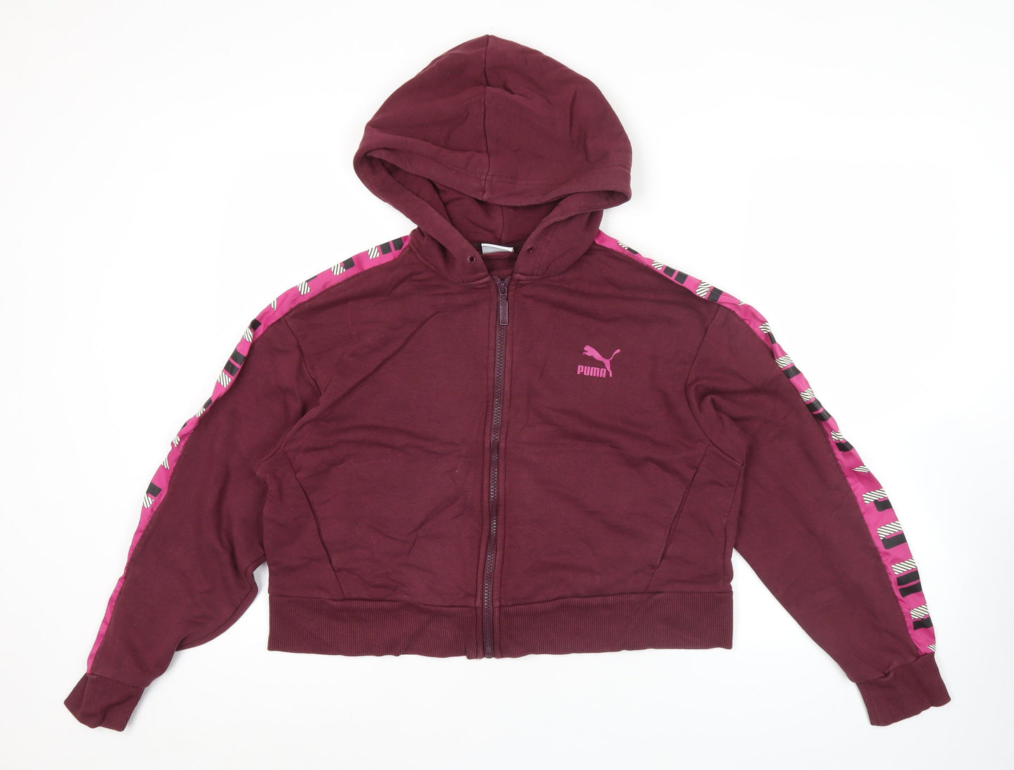 Puma Womens Burgundy Full Zip Hoodie Jacket Size 10 UK Logo Sportswear