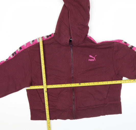Puma Womens Burgundy Full Zip Hoodie Jacket Size 10 UK Logo Sportswear